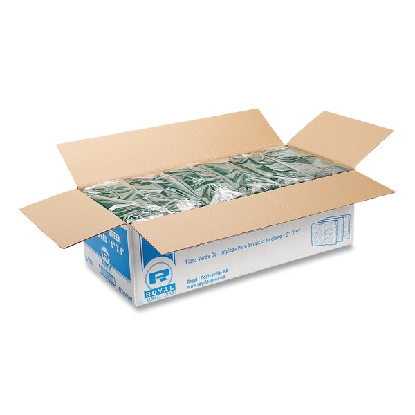 Amercareroyal Medium-Duty Scouring Pad, 6 x 9, Green, PK60 - RPP S960