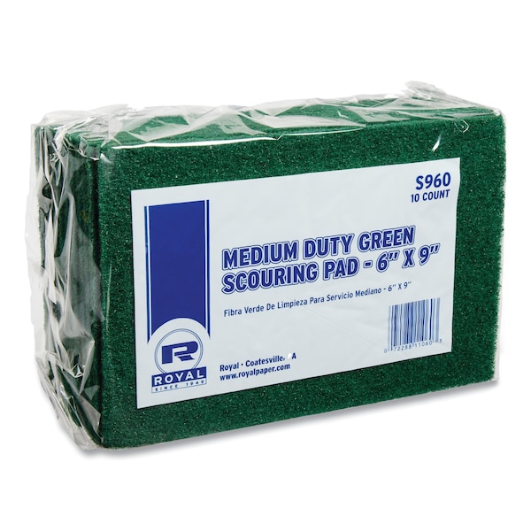 Amercareroyal Medium-Duty Scouring Pad, 6 x 9, Green, PK60 - RPP S960