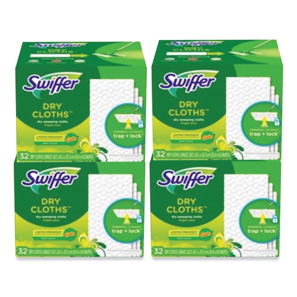 Swiffer Dry Refill Cloths, 8 x 10.4, White, 32 Cloths, 4PK - 80374620