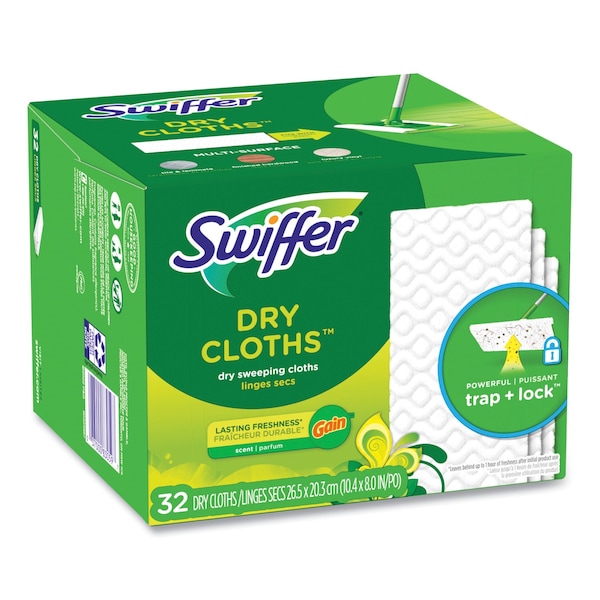Swiffer Dry Refill Cloths, 8 x 10.4, White, 32 Cloths, 4PK - 80374620