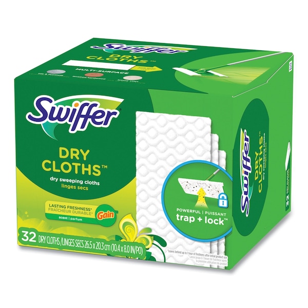 Swiffer Dry Refill Cloths, 8 x 10.4, White, 32 Cloths, 4PK - 80374620