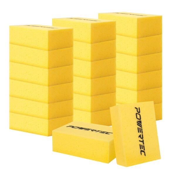 Powertec 20 PK Large Square Grout Sponge - Professional Tile Grout Removal Cleaning Sponge, 20PK - 72106-P5N