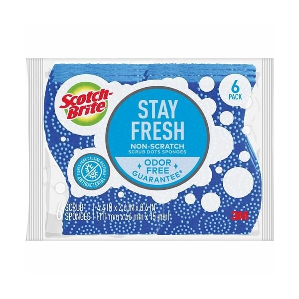 3M Commercial Sponge, Scrb Dot, No Scrch, 6, 4PK - MMM203064CT