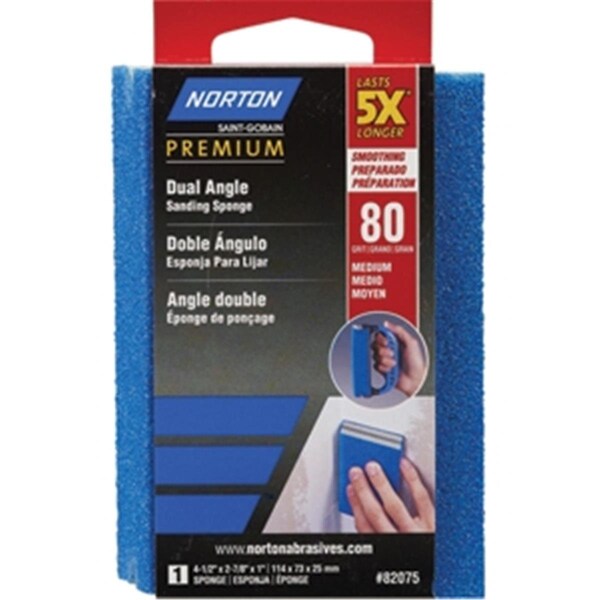 Norton Co 82075 5 x 80 Grit Dual Angle Sanding Sponge - 076607820754