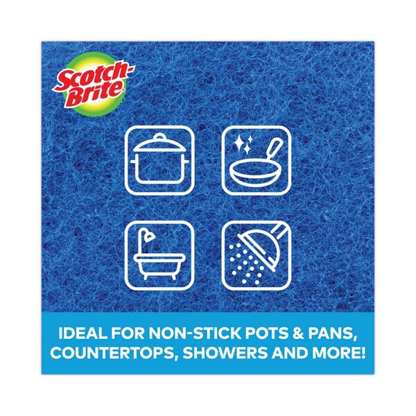 Scotch-Brite Non-Scratch Scour Pads, Size 3 x 6, Blue, PK10 - 62310