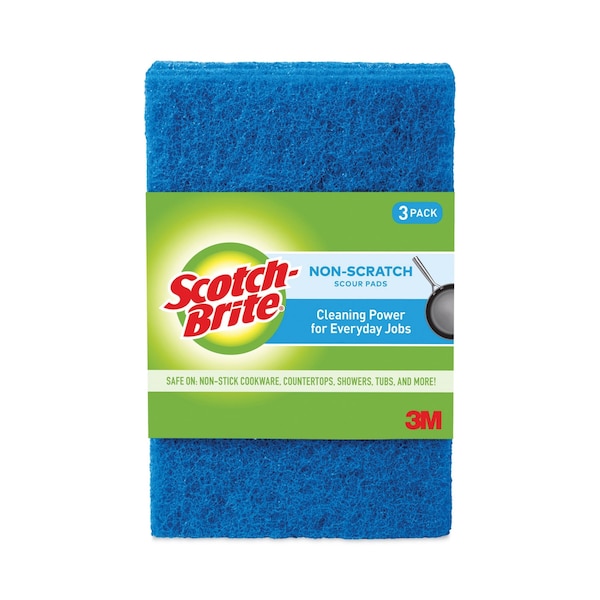 Scotch-Brite Non-Scratch Scour Pads, Size 3 x 6, Blue, PK10 - 62310