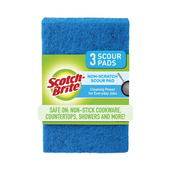 Scotch-Brite Non-Scratch Scour Pads, Size 3 x 6, Blue, PK10 - 62310