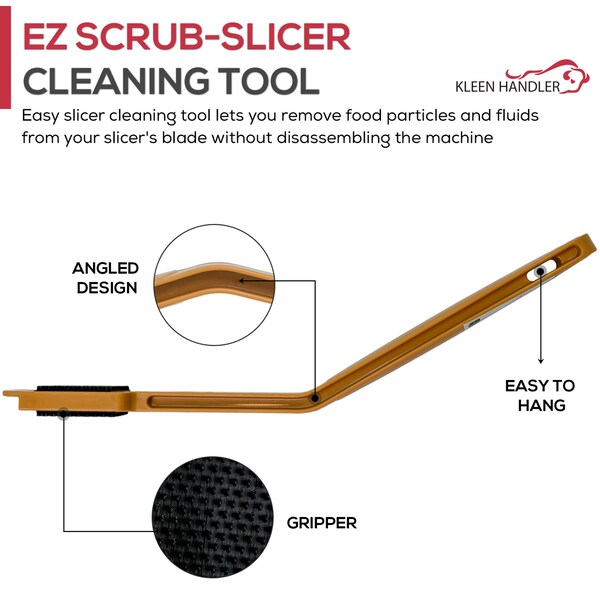 Kleen Handler EZ Scrub Deli Slicer Tool & 60 Disposable Scrub Pads Combo, Safe, Reusable, Efficient Cleaning - KHHD-SCTSSP-BGR-1
