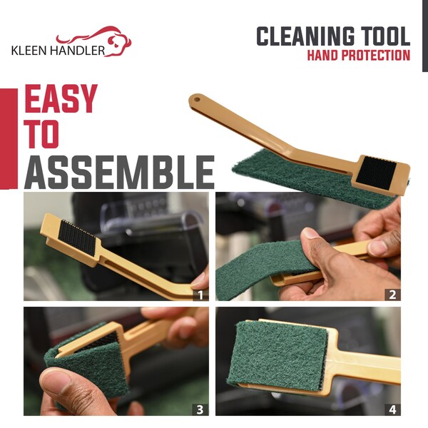 Kleen Handler EZ Scrub Deli Slicer Tool & 60 Disposable Scrub Pads Combo, Safe, Reusable, Efficient Cleaning - KHHD-SCTSSP-BGR-1
