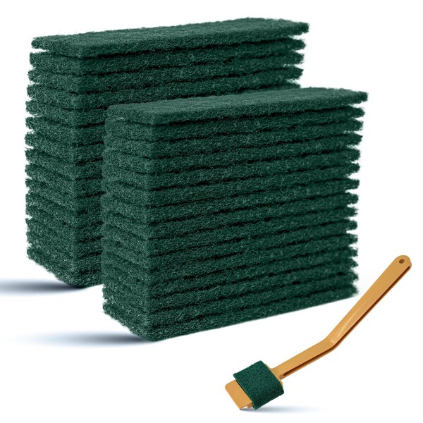 Kleen Handler EZ Scrub Deli Slicer Tool & 60 Disposable Scrub Pads Combo, Safe, Reusable, Efficient Cleaning - KHHD-SCTSSP-BGR-1