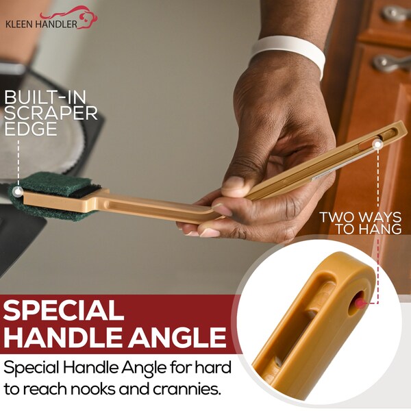 Kleen Handler EZ Scrub Deli Slicer Tool & 60 Disposable Scrub Pads Combo, Safe, Reusable, Efficient Cleaning - KHHD-SCTSSP-BGR-1
