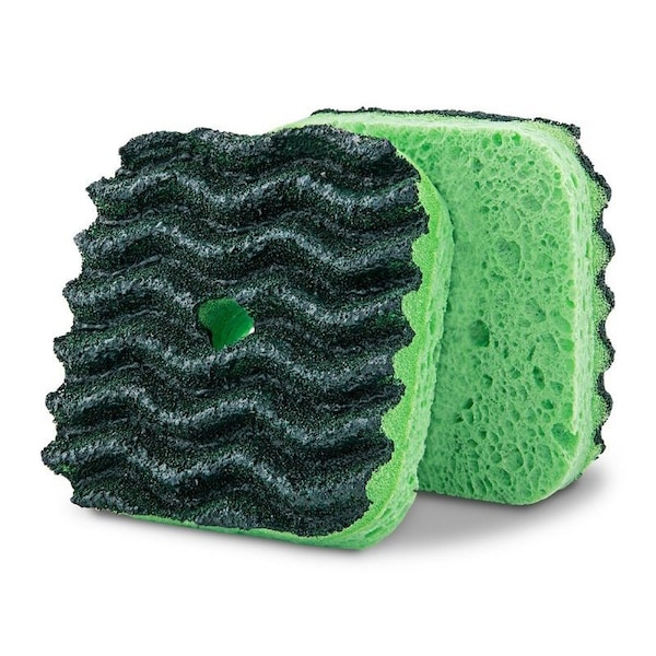 The Libman Co Libman Sponge with Suction Hanger, 4 in L, 4 in W, 1.88 in Thick, Cellulose/Synthetic, Green - 2106