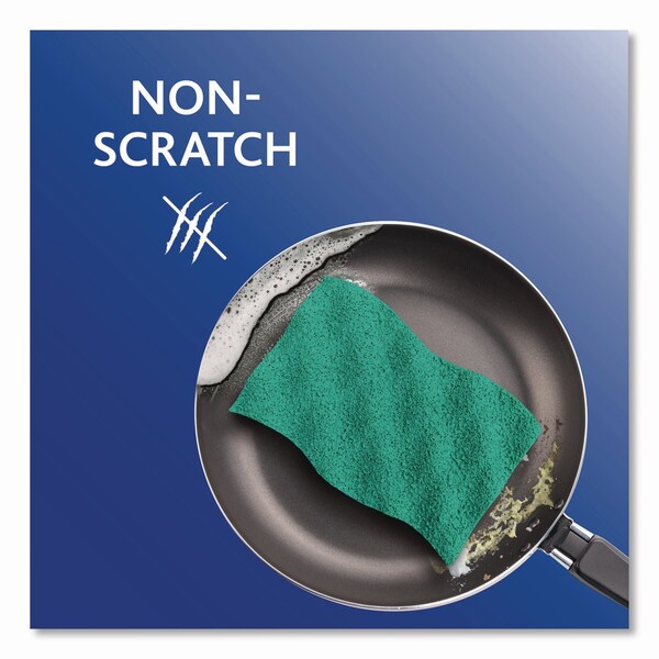 O-Cedar Scrunge Non-Scratch Scrub Sponge, 2.63in x 4.25in, 1in Thick, Green/Blue, 16PK - 169431CT