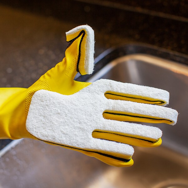Popular Life Kleen Mitt Glove, Fine Grade Scouring Pads, White, Right Hand - PL-MS-KMWG-8-RHGL