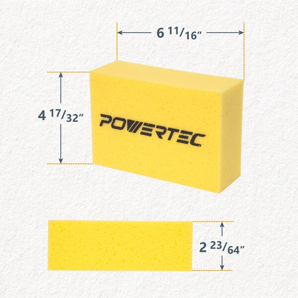 Powertec 4 PK Large Square Grout Sponge - Professional Tile Grout Removal Cleaning Sponge, 4PK - 72106N
