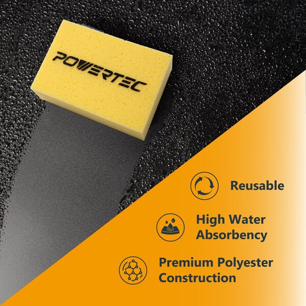 Powertec 4 PK Large Square Grout Sponge - Professional Tile Grout Removal Cleaning Sponge, 4PK - 72106N