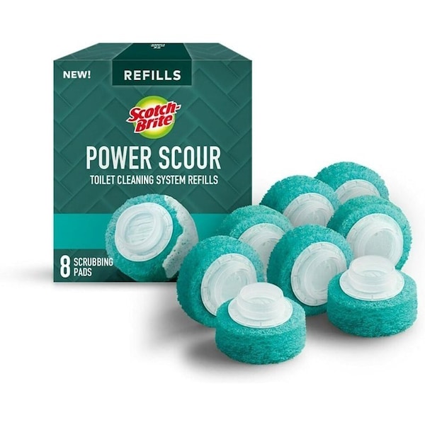 Scotch-Brite Power Scour Series Disposable Scrubbing Pad, Polyethylene, Teal, 8PK - 559-PS-RF-6