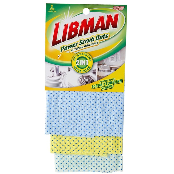 Libman Libman Power Scrub Dots Delicate	 Light Duty Scrubbing Cloths For Kitchen 19.75 in. L 3 pk - 337