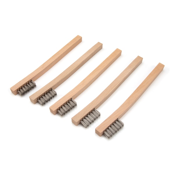 Steelman Stainless Steel Wire Brushes with Wood Handle, 1200 Bristles, 5 PK - 99089