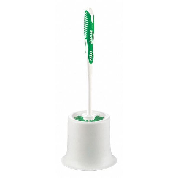 Libman Toilet Brush with Caddy, 5 1/2 in Brush Length, Polypropylene Handle, Green/White - 34