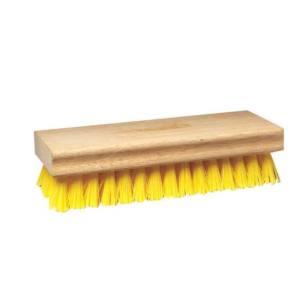 Tough Guy 3 in W Scrub Brush, Stiff, 8 in L Handle, 8 in L Brush, Cream, Wood, 8 in L Overall - 1VAD7