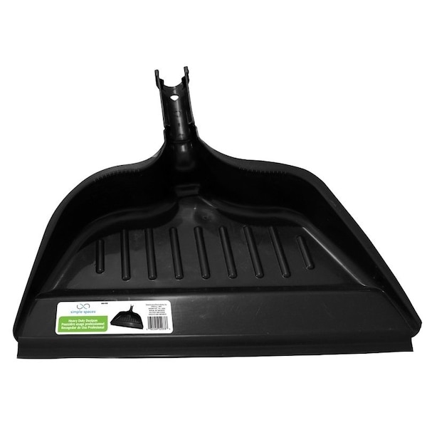 Simple Spaces Snap-On Dustpan, 12.75 in L, 14.75 in W, Recycle Polypropylene, Gray, Rubber Lip - 2033
