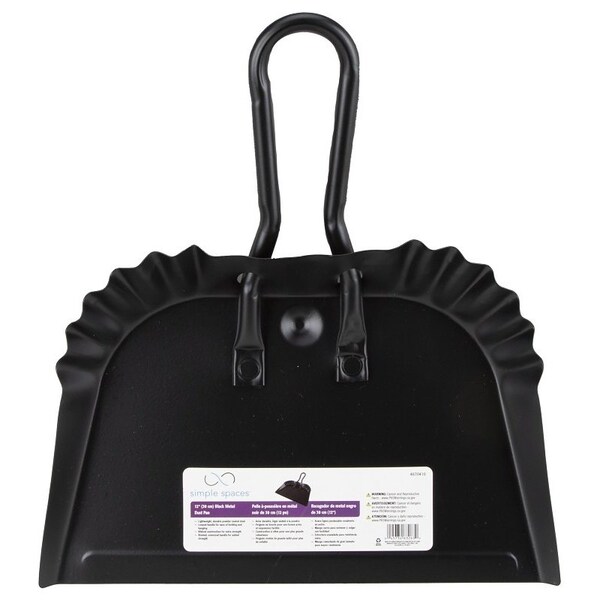Simple Spaces Dustpan, 13-1/2 in L, 12 in W, Steel, Black - DL-5004
