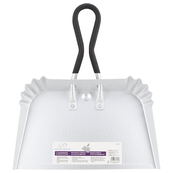 Simple Spaces Dustpan, 17-3/4 in L, 17 in W, Aluminum, Silver, Anodizing - DL-5010