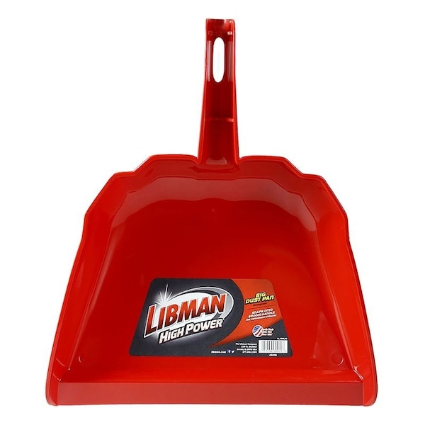 Libman Big Dustpan, 16 in L, 13-1/2 in W, Polypropylene, Red - 911