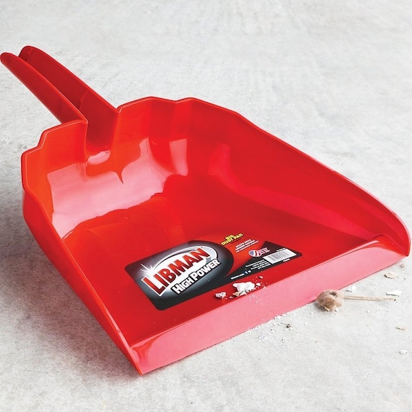 Libman Big Dustpan, 16 in L, 13-1/2 in W, Polypropylene, Red - 911