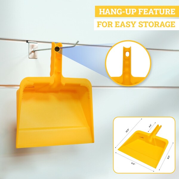 Kleen Handler Handheld Dust Pan, Heavy-Duty Plastic, 11.5in W Edge with Debris Comb - KHES-HHDP-PL-Y-1-OMP