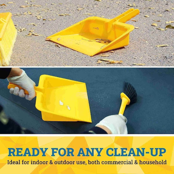 Kleen Handler Handheld Dust Pan, Heavy-Duty Plastic, 11.5in W Edge with Debris Comb - KHES-HHDP-PL-Y-1-OMP