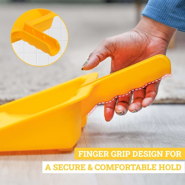 Kleen Handler Handheld Dust Pan, Heavy-Duty Plastic, 11.5in W Edge with Debris Comb - KHES-HHDP-PL-Y-1-OMP