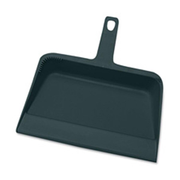 Protectionpro Dust Pan, Heavy-Duty Plastic, 12 in, Black - PR1876731