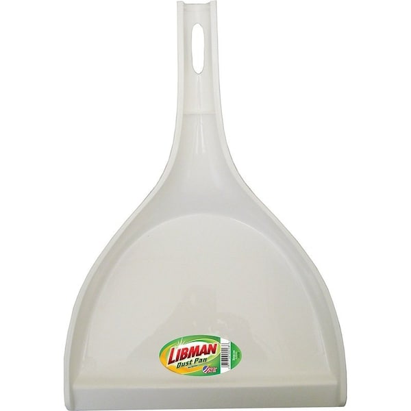 Libman Dustpan, 15 in L, 10-1/2 in W, Plastic, White - 228
