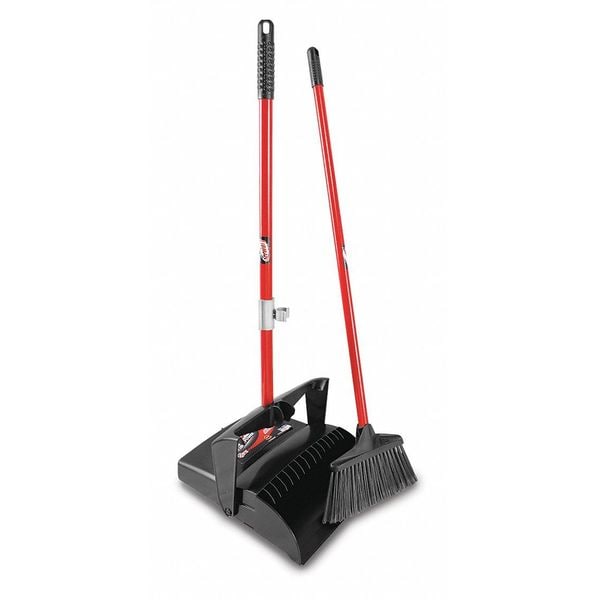 Libman Lobby Broom and Dust Pan, 10 in Sweep Face, 38 in Handle, 3/4 in Dia, Black - 919