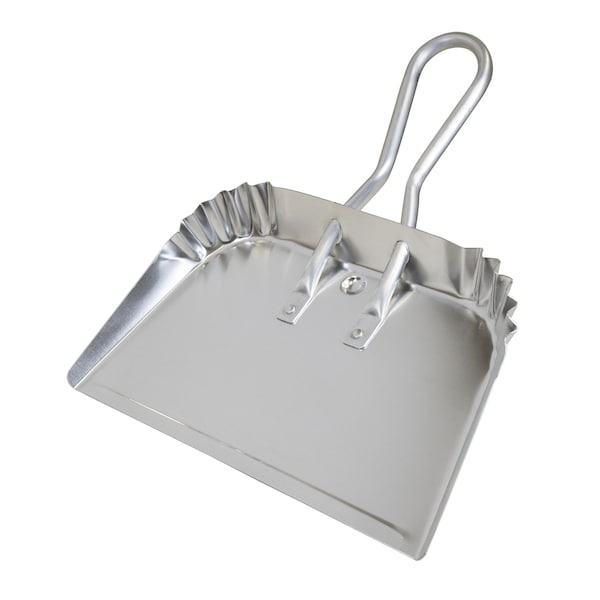 Quickie Dust Pan, 17 in Width, Heavy Gauge Aluminum, Handle - 428ZQK