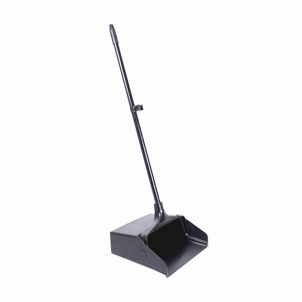 Boardwalk Lobby Dust Pan, Plastic/Aluminum, 11.75" Wide, 34" Handle, Blk/Silver - BWK02600