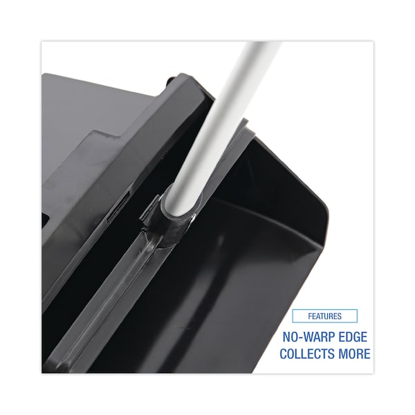 Boardwalk Lobby Dust Pan, Plastic/Aluminum, 11.75" Wide, 34" Handle, Blk/Silver - BWK02600