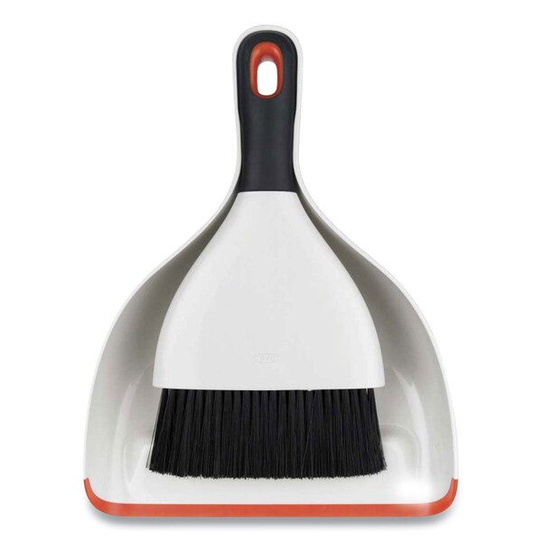 Oxo Good Grips Dust Pan and Brush, 12 x 9, 2in Handle, Plastic, White - 1334480