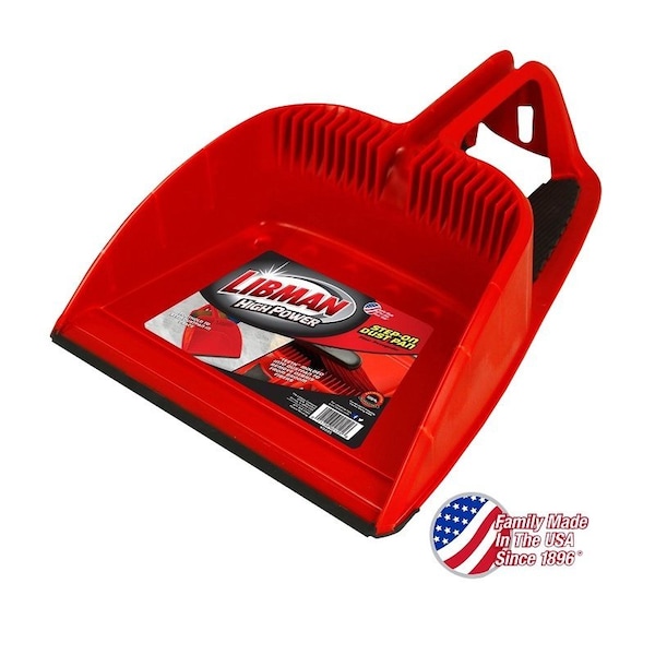 Libman Large Capacity High-Power Step-On Dustpan, 17-3/4 in L, 12 in W, Santoprene Rubber, Black/Red - 2125