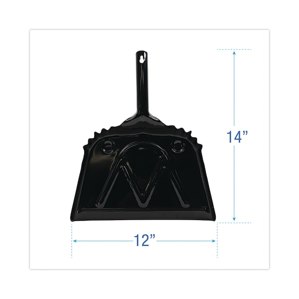 Boardwalk Metal Dust Pan, 12" Wide, 2" Handle, Black, PK12 - BWK04212