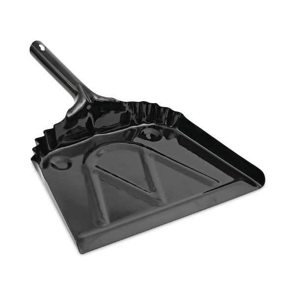 Boardwalk Metal Dust Pan, 12" Wide, 2" Handle, Black, PK12 - BWK04212