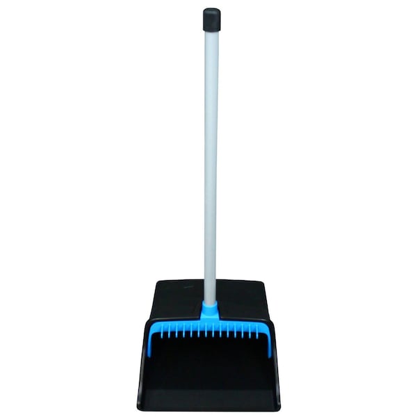 Impact Products LobbyMaster Plastic Dust Pan, 11.72 in. Wide, 31 in. PVC Handle, Blue/Black - T0013-01