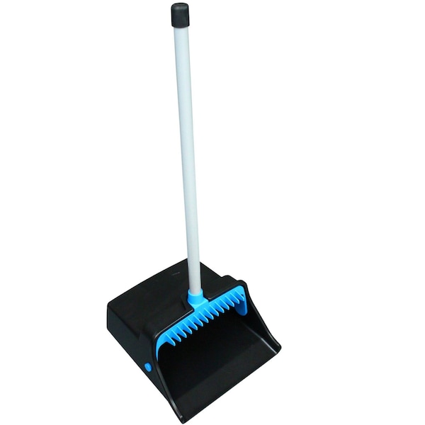 Impact Products LobbyMaster Plastic Dust Pan, 11.72 in. Wide, 31 in. PVC Handle, Blue/Black - T0013-01
