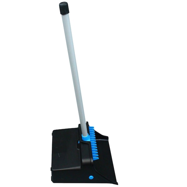 Impact Products LobbyMaster Plastic Dust Pan, 11.72 in. Wide, 31 in. PVC Handle, Blue/Black - T0013-01