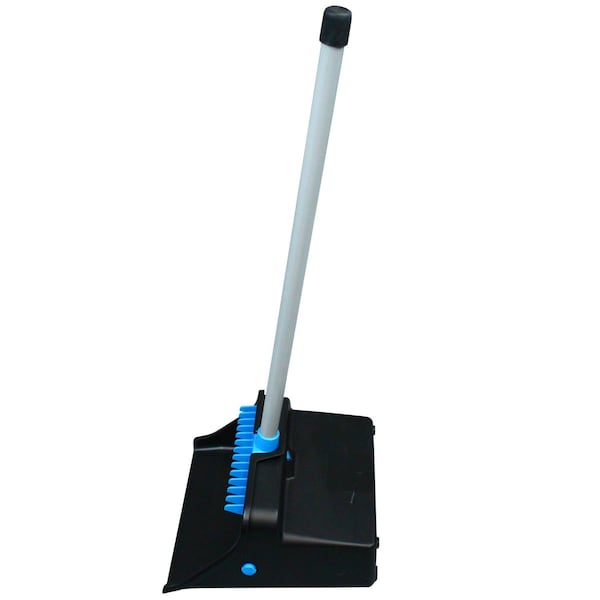 Impact Products LobbyMaster Plastic Dust Pan, 11.72 in. Wide, 31 in. PVC Handle, Blue/Black - T0013-01
