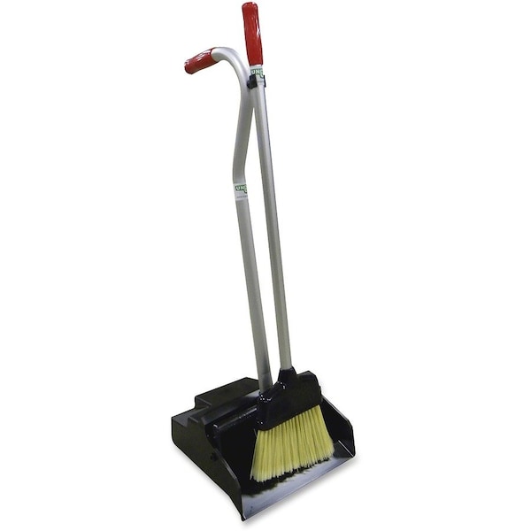 Unger Ergodustpan With Broom, 12" W, Black/Silver - UNGEDPBR