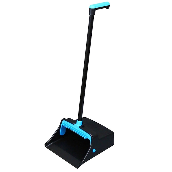 Impact Products LobbyMaster Plastic Dust Pan, 12.32in Wide, 31.84in Aluminum Handle, Blue/Black, PK6 - T0011-01