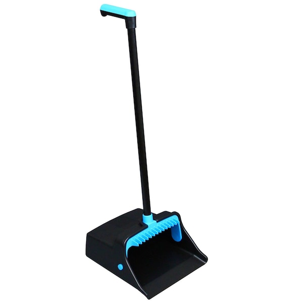 Impact Products LobbyMaster Plastic Dust Pan, 12.32in Wide, 31.84in Aluminum Handle, Blue/Black, PK6 - T0011-01